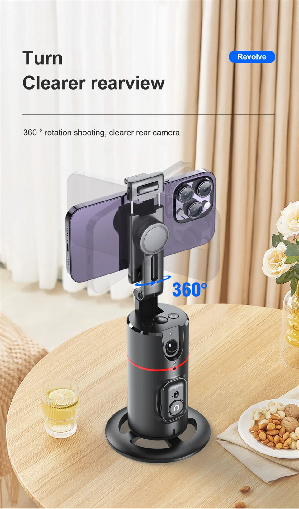 Roreta NEW Axis 360 Rotation Gimbal Stabilizer Selfie Stick Foldable With Bluetooth Shutter Monopod For Smartphone IOS Android