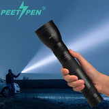 PEETPEN 1km Long Range Hand Torch Light Strong Aluminums USB Charging 18650 Rechargeable Powerful Hand Flashlight Aimak Store