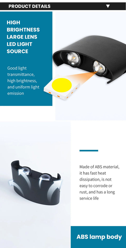 LED Wall Lamp Waterproof IP66 Indoor Outdoor Lamp  Garden Lights for Living Room Hallway Bedroom Decor Aimak Store