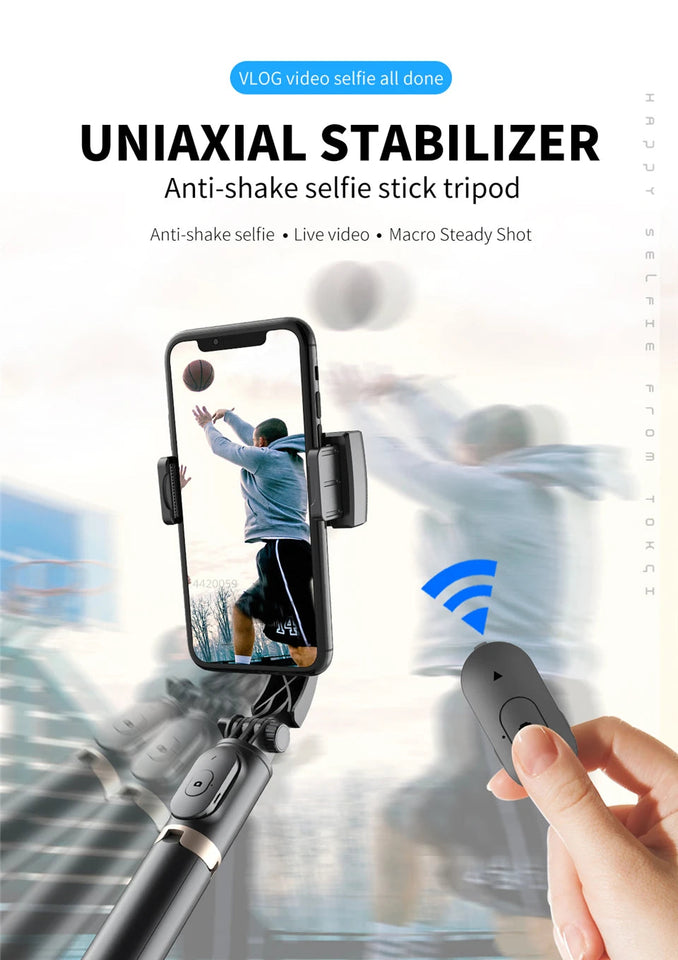 Roreta 2023 NEW Gimbal Stabilizer Selfie Stick Foldable Wireless Tripod with Bluetooth Shutter Monopod for IOS Android Aimak Store