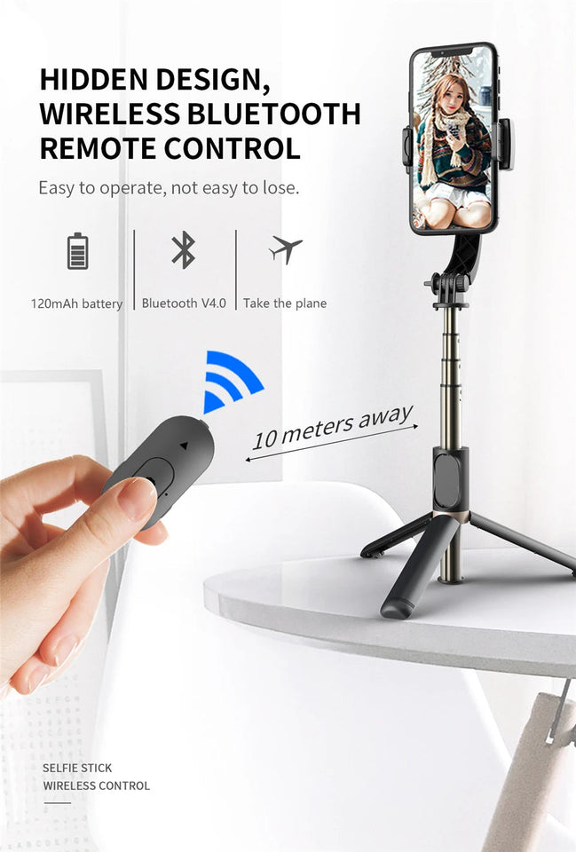 Roreta 2023 NEW Gimbal Stabilizer Selfie Stick Foldable Wireless Tripod with Bluetooth Shutter Monopod for IOS Android Aimak Store