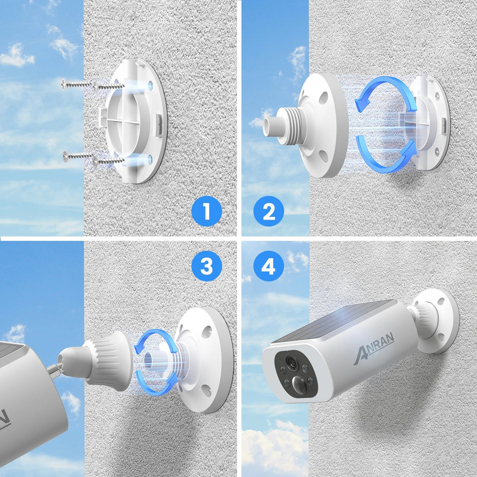 ANRAN 2K Wifi Solar Camera PIR Detect 3MP Outdoor Surveillance Solar Powered Camera Security Protection Rechargeable Battery Aimak Store