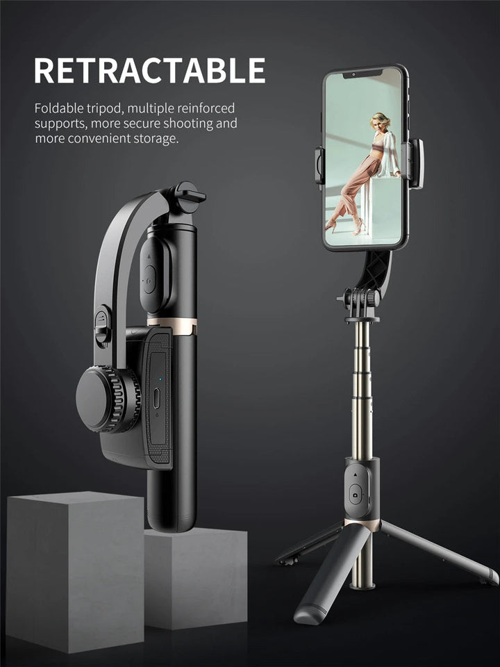 Roreta 2023 NEW Gimbal Stabilizer Selfie Stick Foldable Wireless Tripod with Bluetooth Shutter Monopod for IOS Android Aimak Store
