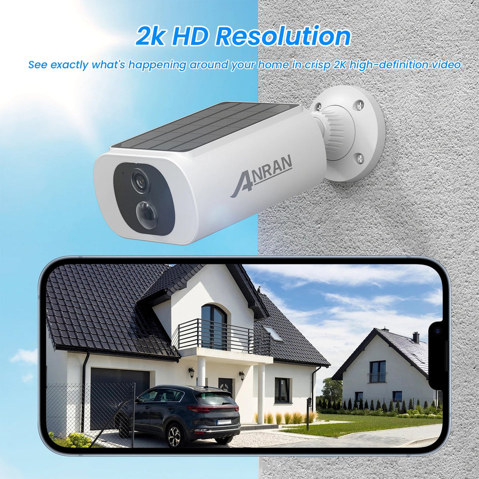 ANRAN 2K Wifi Solar Camera PIR Detect 3MP Outdoor Surveillance Solar Powered Camera Security Protection Rechargeable Battery Aimak Store