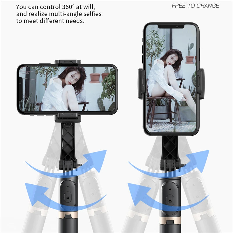 Roreta 2023 NEW Gimbal Stabilizer Selfie Stick Foldable Wireless Tripod with Bluetooth Shutter Monopod for IOS Android Aimak Store