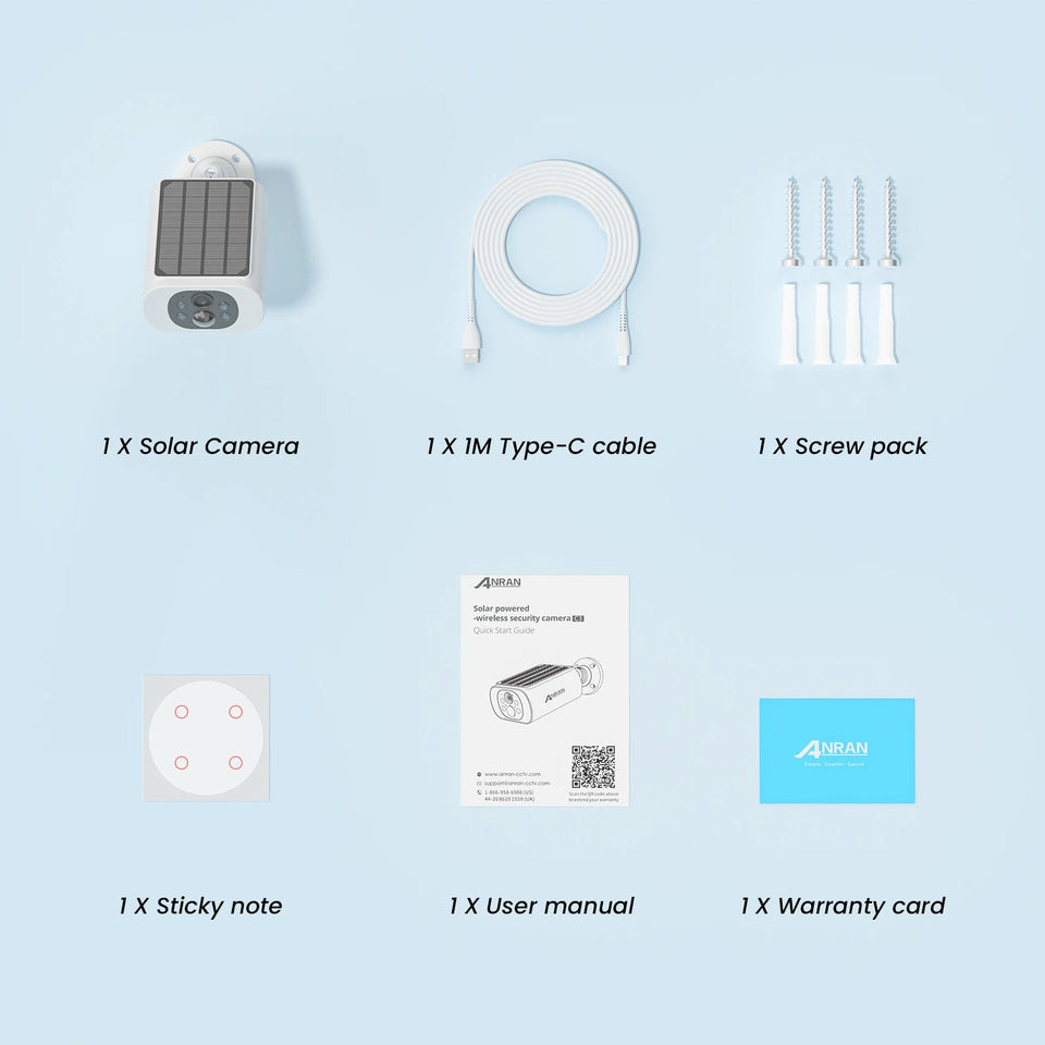 ANRAN 2K Wifi Solar Camera PIR Detect 3MP Outdoor Surveillance Solar Powered Camera Security Protection Rechargeable Battery Aimak Store