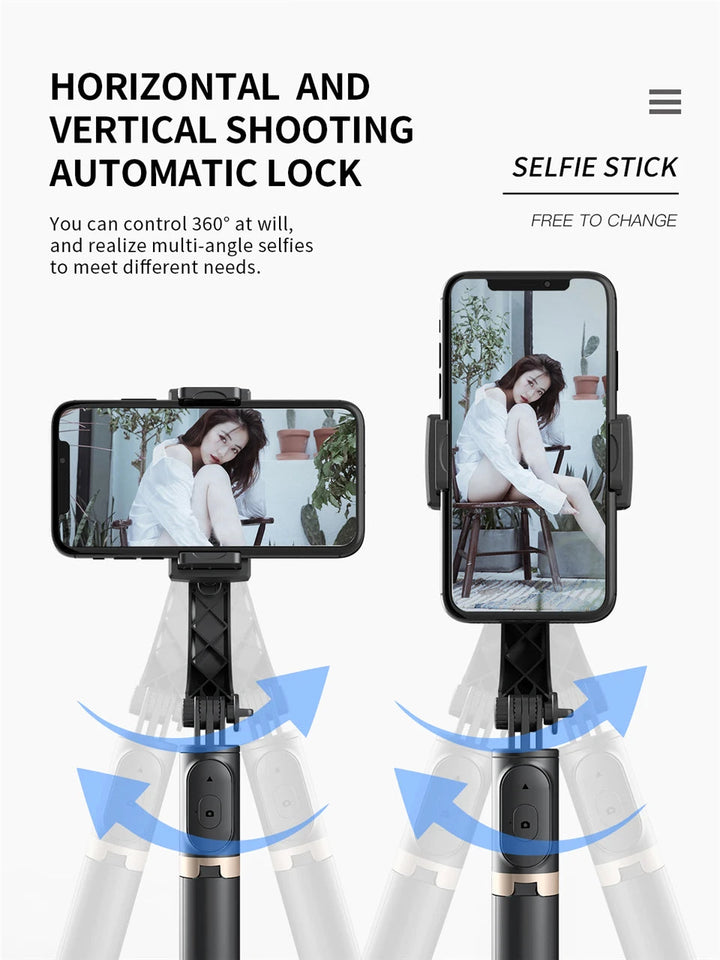 Roreta 2023 NEW Gimbal Stabilizer Selfie Stick Foldable Wireless Tripod with Bluetooth Shutter Monopod for IOS Android Aimak Store
