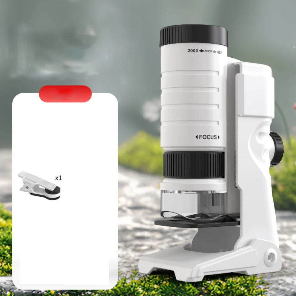 60-200X Children Microscope Pocket Microscope with LED Portable High Definition Science Microscope Outdoor Pocket Kid Microscope Aimak Store