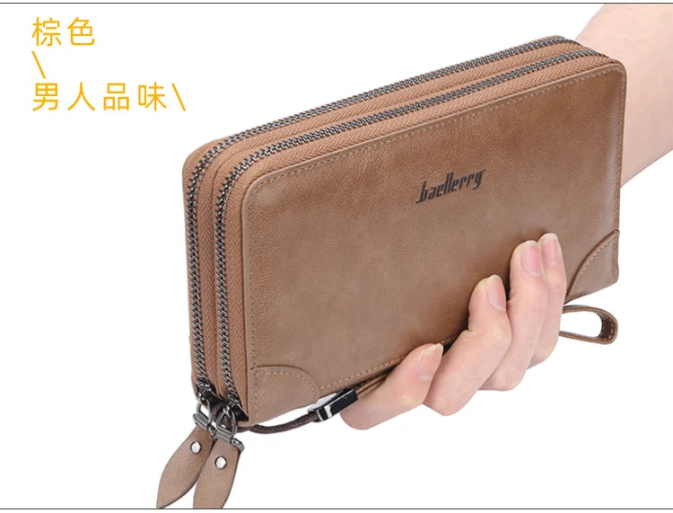New Men Wallets Large Capacity Cell Phone Pocket Double Zipper Clutch Bag Passcard  Male Business Purse Aimak Store