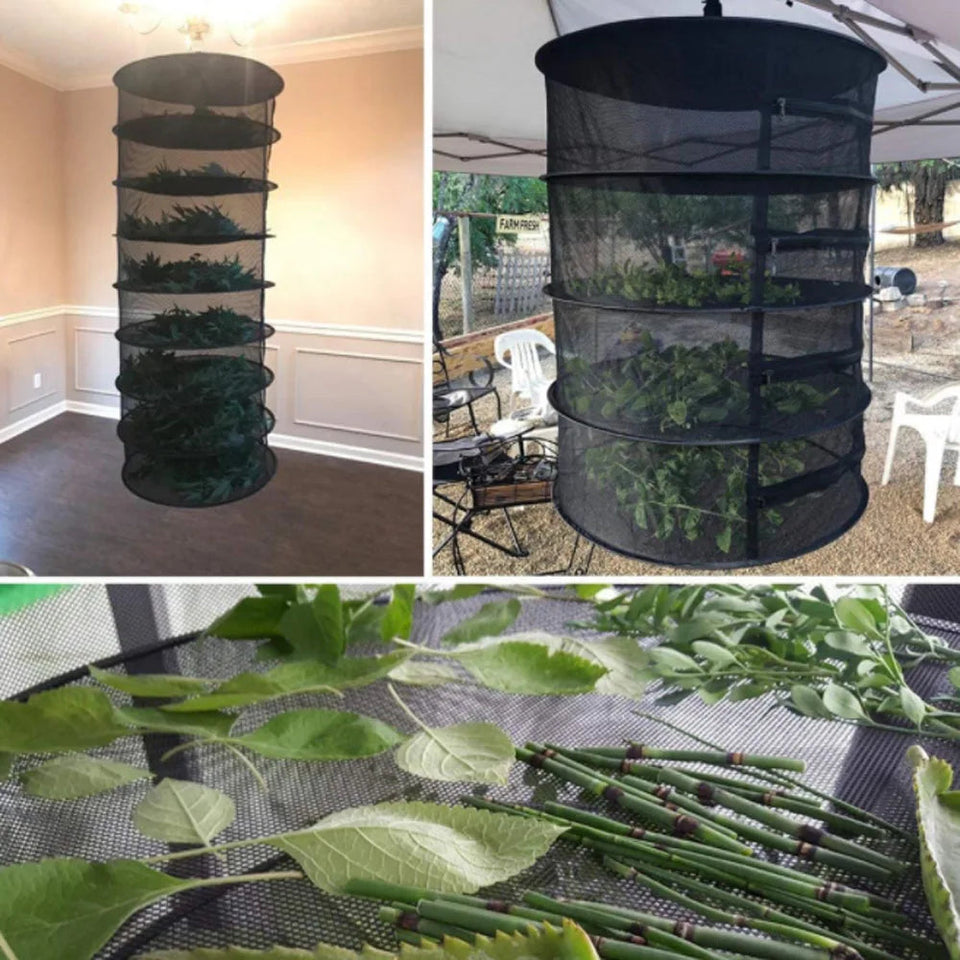2-8 Layers Drying Net For Herbs Fish Hanging Basket Folding Dry Rack Herb Vegetable Dryer Bag Mesh Flowers Buds Plants Organizer Aimak Store