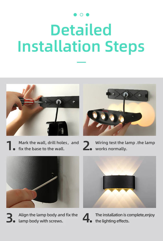 Outdoor Wall Lamp IP65 Waterproof Garden Lighting AC86-265V Exterior Wall Light Living Room Stair Porch Light Home Decor Fixture Aimak Store