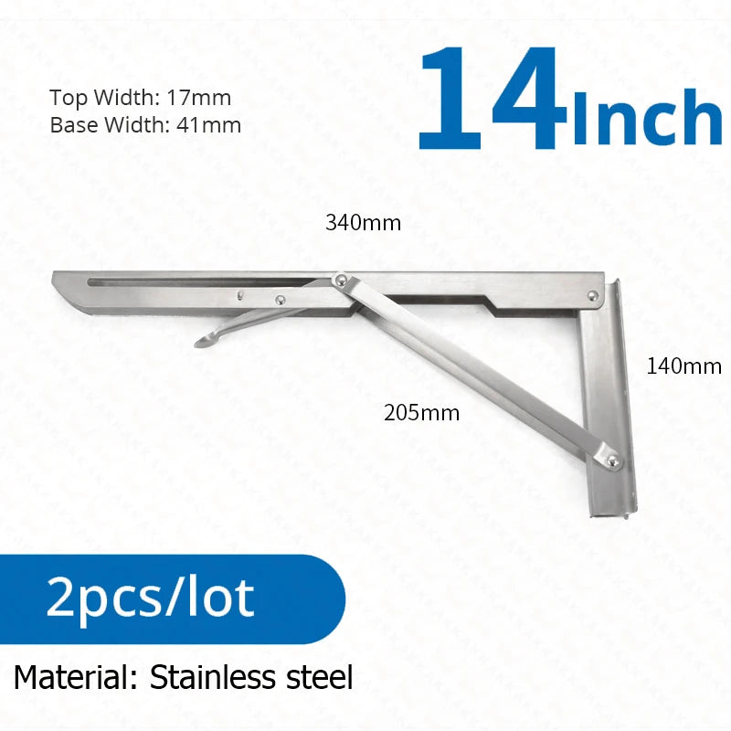 KAK 2pcs Folding Shelf Bracket Heavy Duty Stainless Steel Collapsible Shelf Bracket Hardware for Table Work RV Car Saving Space Aimak Store