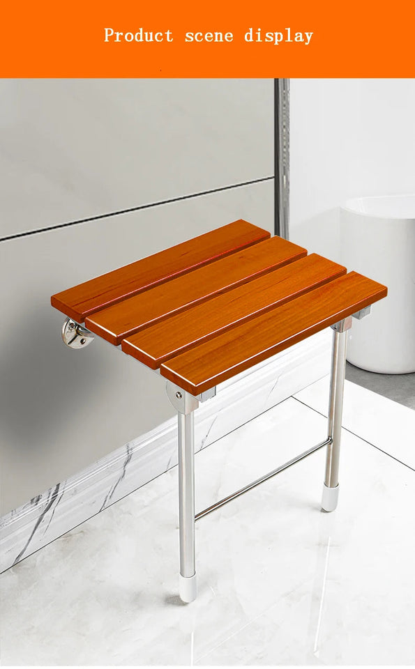 Wall Mounted Solid Wood Folding Stool Bathroom And Shower Chair Porch Shoe Changing Stool Relaxation Bathroom Folding Chair Aimak Store