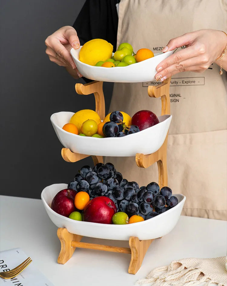 Living Room Home Three-layer Plastic Fruit Plate Snack Dish Creative Modern Dried Fruit Basket Candy Cake Stand Bowl New Style Aimak Store