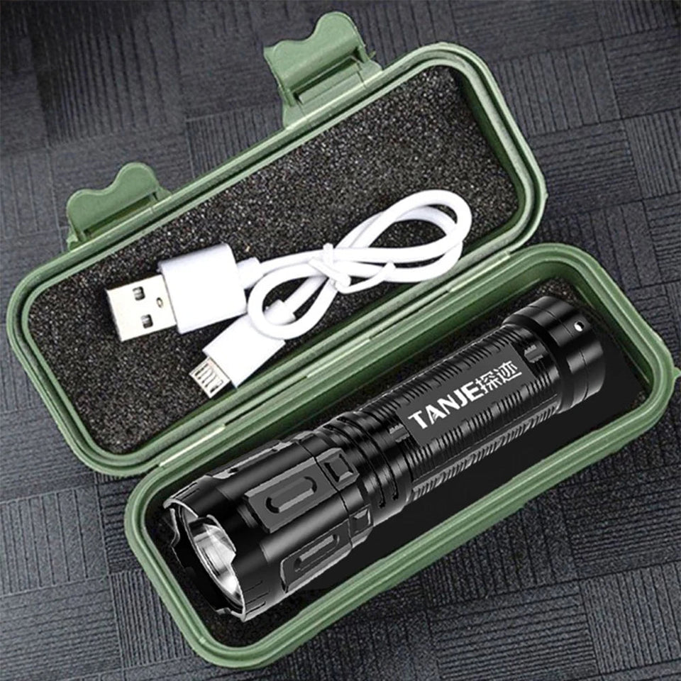 Portable LED Flashlight USB Rechargeable Pocket Flashlight Waterproof Torch with Output Power Bank Function for Camoping Hiking Aimak Store