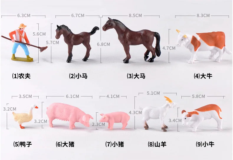 Farm PVC Craft Gift Landscape DIY plastic animal decoration farmer Horse Cow Animal miniature figurines Modern Home Decoration Aimak Store