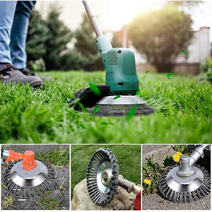 Steel Wire Wheel Garden Weed Brush Lawn Mower Grass Eater Trimmer Brush Cutter Tools Garden Grass Trimmer Head Weed Brush Aimak Store