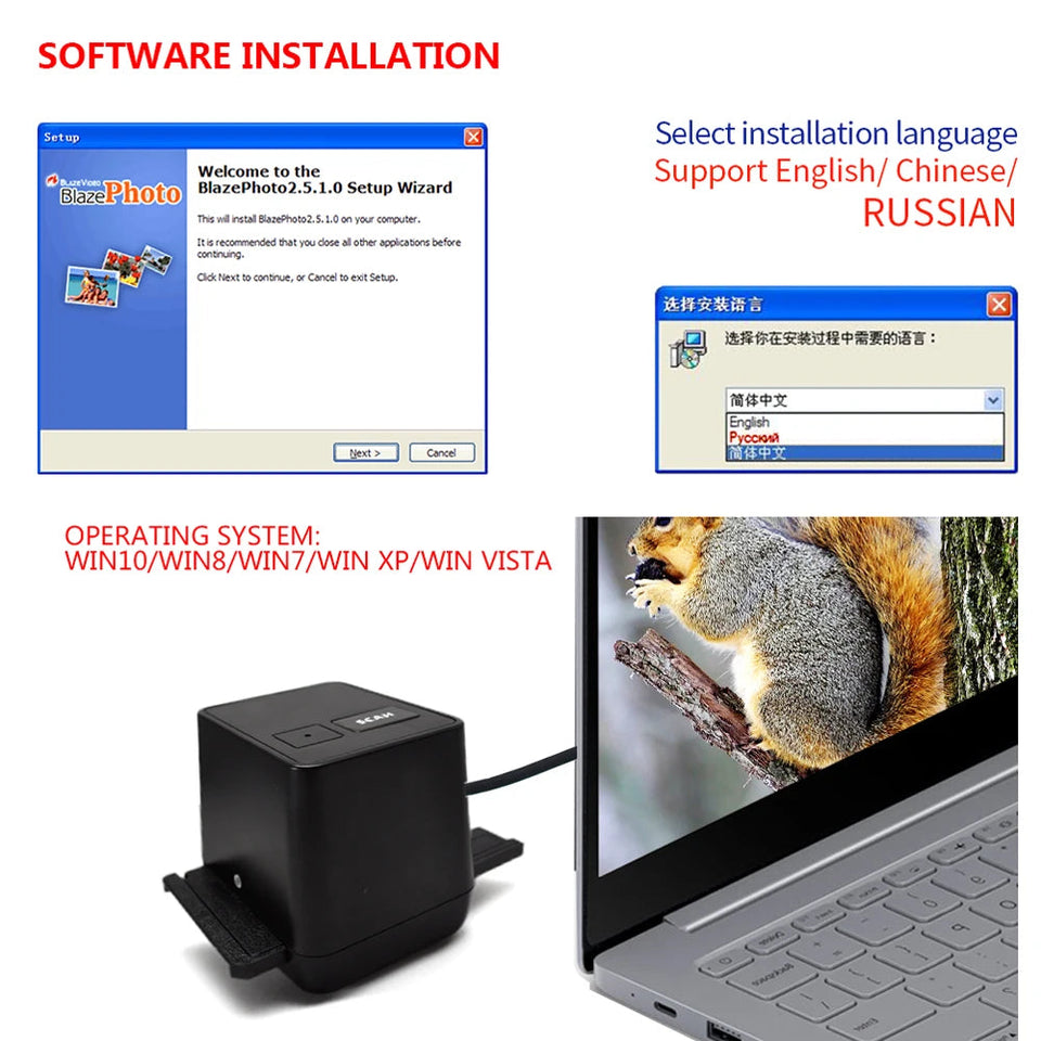 Slide Scanner 35mm Negative Film Scanners 135 Slide and Film Converter 17.9 MP Moive Scaner to Digital Converter Photo Scanners Aimak Store