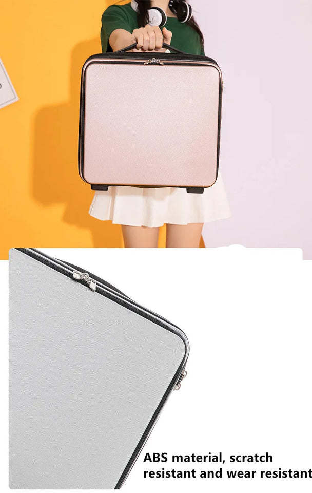 Front Open Luggage Compartment Portable Cosmetic Case 16 Inch Password Box Mini Storage Bag Multifunction 16.5X28X31CM Aimak Store