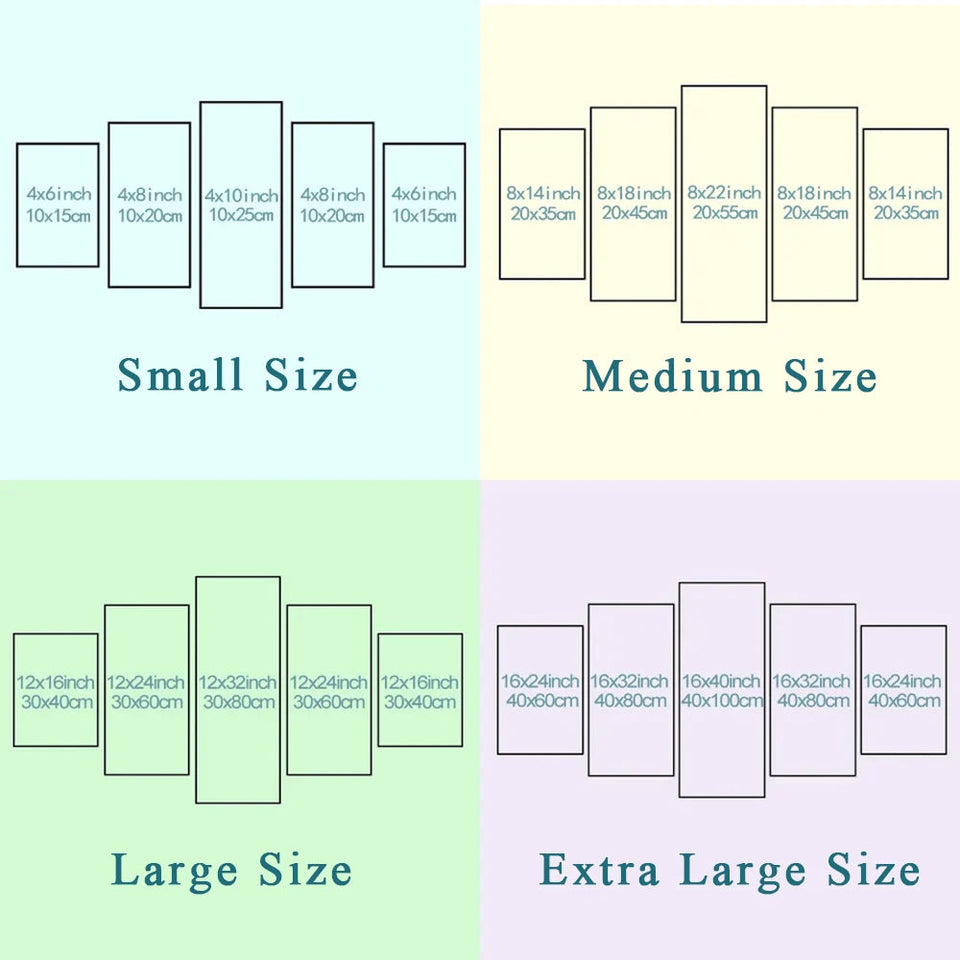 5 Pieces Wall Art Canvas Painting Big Full Moon over Ocean Landscape Modern Abstract Pictures For Living Room Home Decoration Aimak Store