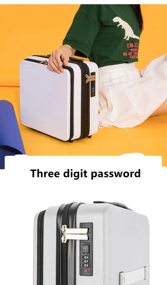 Front Open Luggage Compartment Portable Cosmetic Case 16 Inch Password Box Mini Storage Bag Multifunction 16.5X28X31CM Aimak Store