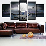 5 Pieces Wall Art Canvas Painting Big Full Moon over Ocean Landscape Modern Abstract Pictures For Living Room Home Decoration Aimak Store