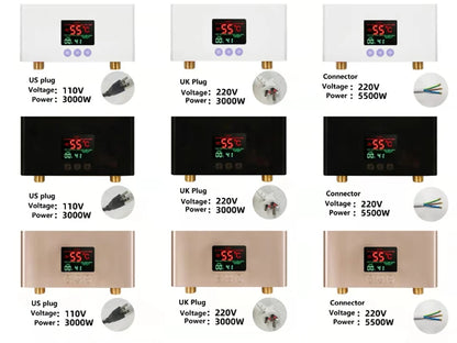 110-220AC Instant ElectricTankless Water Heater Hot Instantaneous Water Heater System for Kitchen Bathroom with remote control