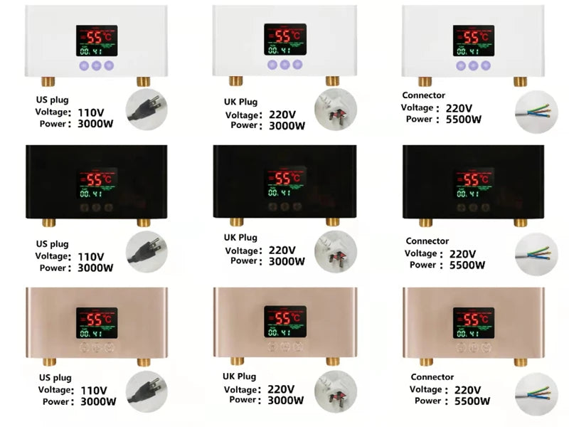 110-220AC Instant ElectricTankless Water Heater Hot Instantaneous Water Heater System for Kitchen Bathroom with remote control Aimak Store