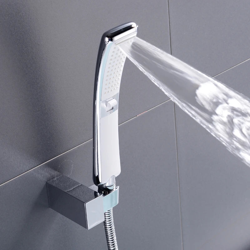 High Quality Bathroom Square ABS in Chrome Bathroom High Pressure Hand Shower Set With Shower & Hose Bathroom Accessories Aimak Store