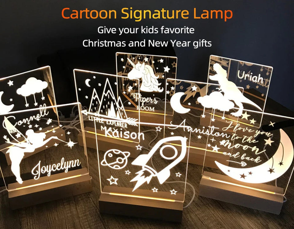 Drop Shipping Personalized Nightlight USB LED Customized Name 3D Lamp  Decoration Bedroom Toys Birthday For Baby Children Gift Aimak Store