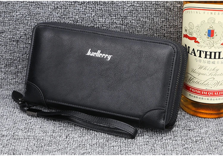 New Men Wallets Large Capacity Cell Phone Pocket Double Zipper Clutch Bag Passcard  Male Business Purse Aimak Store