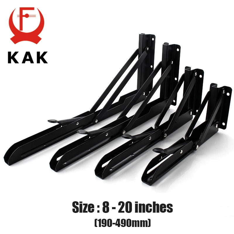 KAK 2pcs Folding Shelf Bracket Heavy Duty Stainless Steel Collapsible Shelf Bracket Hardware for Table Work RV Car Saving Space Aimak Store