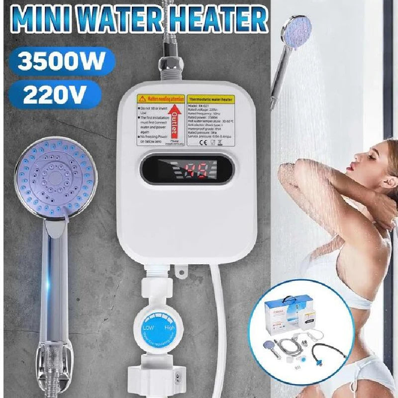 Heater for home Electric Tankless 3500W Mini Instant Hot Water Heater Kitchen Faucet Tap Heating 3 Seconds Instant Heating