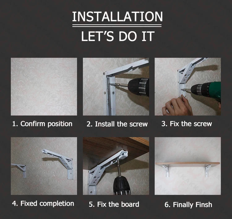 KAK 2pcs Folding Shelf Bracket Heavy Duty Stainless Steel Collapsible Shelf Bracket Hardware for Table Work RV Car Saving Space Aimak Store