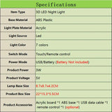 Sakyamuni 3D Night Light LED Colorful Visual Buddha Lamp 7 Color Changing Acrylic USB Table Bedside Lamp Birthday Christmas Gift Aimak Store