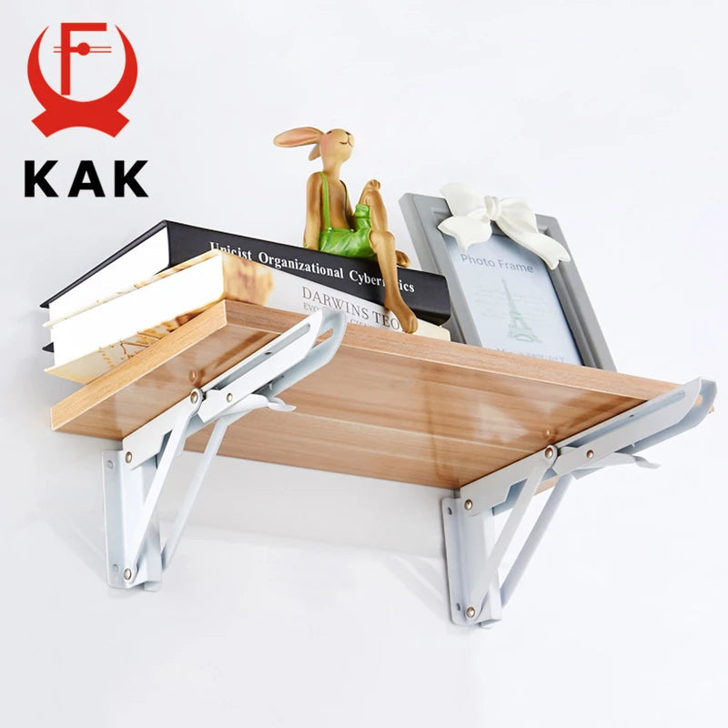 KAK 2pcs Folding Shelf Bracket Heavy Duty Stainless Steel Collapsible Shelf Bracket Hardware for Table Work RV Car Saving Space Aimak Store