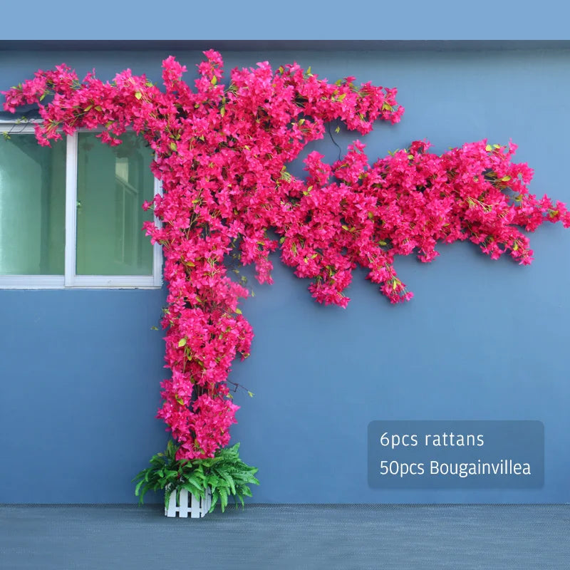 Artificial Flower Rattan Tree Vine Bougainvillea Floral Wall Plants Tree Wedding Christams Party Festival Outdoor Garden Decor Aimak Store