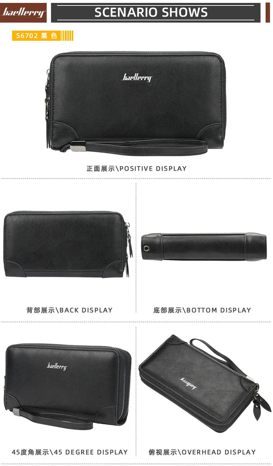 New Men Wallets Large Capacity Cell Phone Pocket Double Zipper Clutch Bag Passcard  Male Business Purse Aimak Store