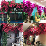 Artificial Flower Rattan Tree Vine Bougainvillea Floral Wall Plants Tree Wedding Christams Party Festival Outdoor Garden Decor Aimak Store