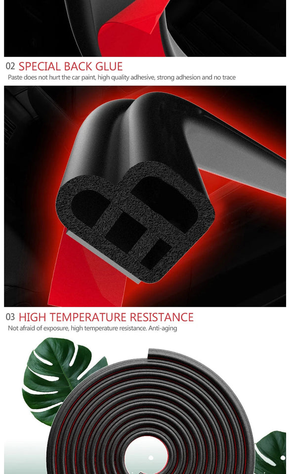 SEAMETAL Car Door Seal Strip Rubber Double Layer Sealing Protector Soundproof Waterproof Weather Strips for Car Door Hood Trunk Aimak Store