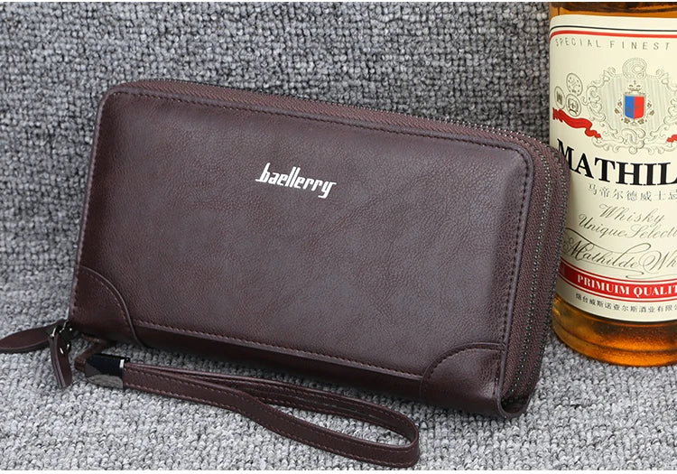 New Men Wallets Large Capacity Cell Phone Pocket Double Zipper Clutch Bag Passcard  Male Business Purse Aimak Store