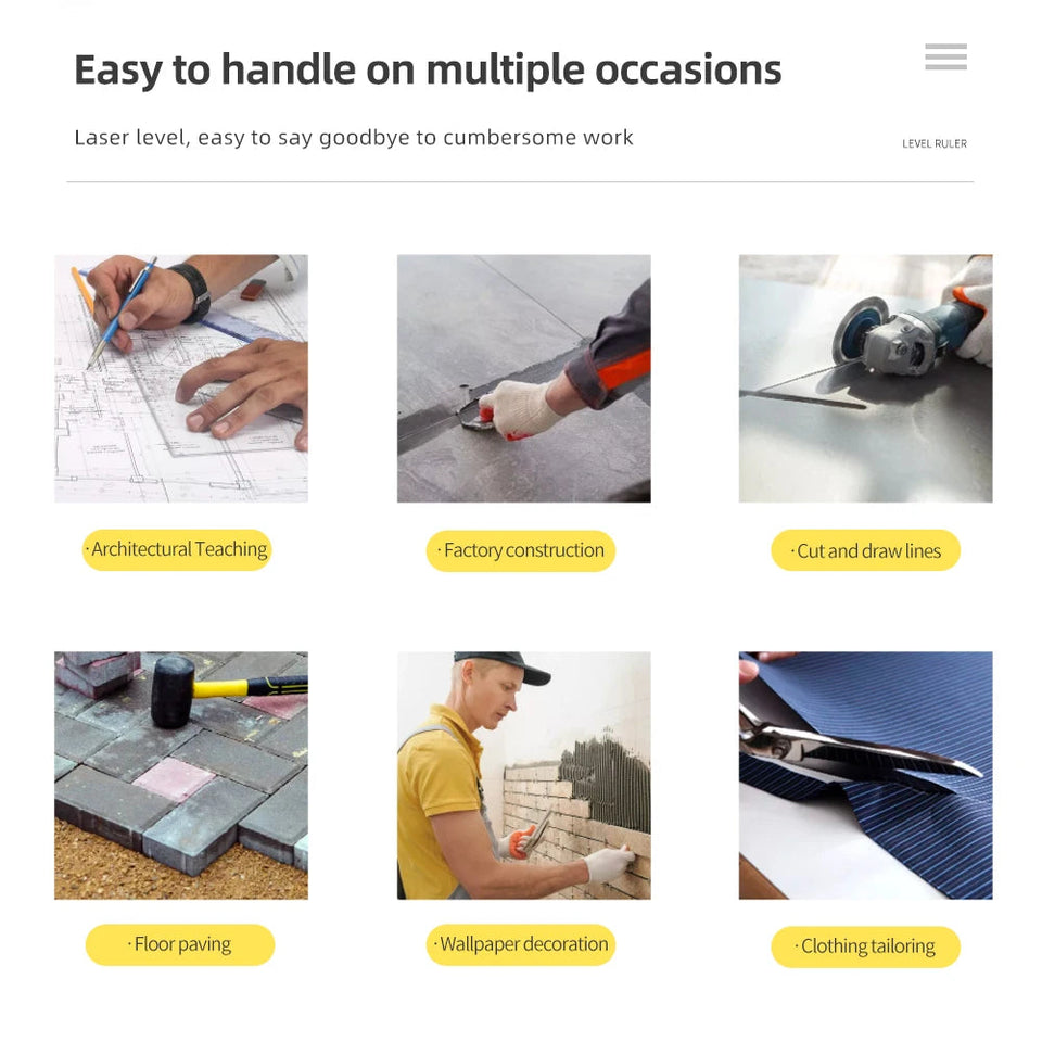 Laser Level And Distance Meter Vertical & Horizontal Lasers Tape Aligner Bubbles Ruler,For Garden Building Woodworking Tools Aimak Store