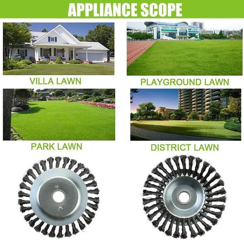 Steel Wire Wheel Garden Weed Brush Lawn Mower Grass Eater Trimmer Brush Cutter Tools Garden Grass Trimmer Head Weed Brush Aimak Store