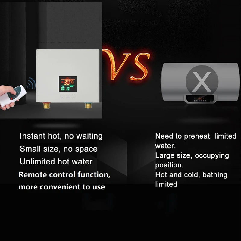 110-220AC Instant ElectricTankless Water Heater Hot Instantaneous Water Heater System for Kitchen Bathroom with remote control Aimak Store