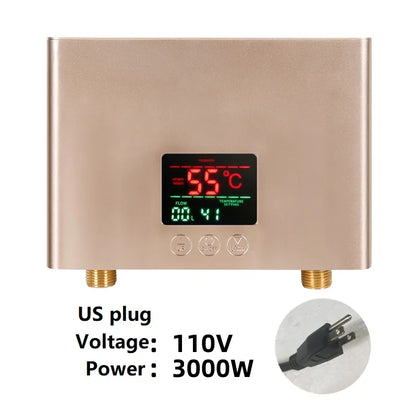 110-220AC Instant ElectricTankless Water Heater Hot Instantaneous Water Heater System for Kitchen Bathroom with remote control