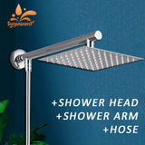 8/10/12 Inch Ultra-thin Wall Mount Rainfall Shower Head With 16inch Stainless Steel Shower Arm 150cm ABS Hose Bathroom Hardware Aimak Store