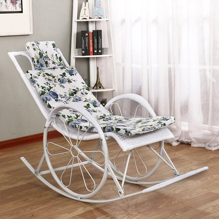 Summer Rocking Chair Recliner Rocking for Balcony Garden Leisure Relax Wicker Armchair Lazy Chair Lounge Chair Home Furniture Aimak Store