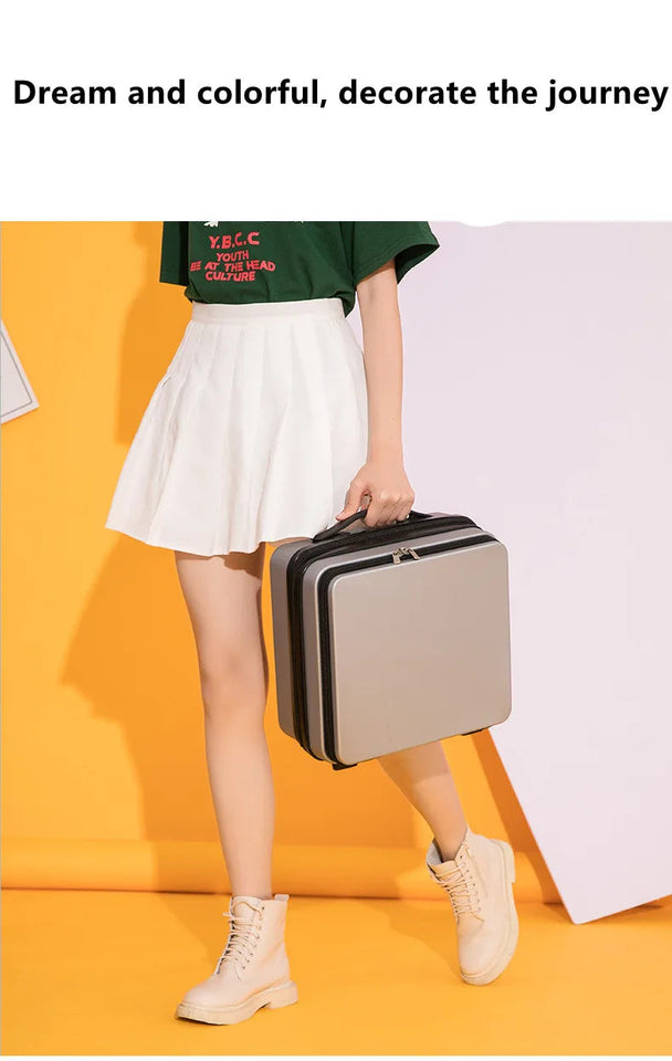 Front Open Luggage Compartment Portable Cosmetic Case 16 Inch Password Box Mini Storage Bag Multifunction 16.5X28X31CM Aimak Store