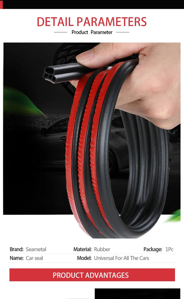 SEAMETAL Car Door Seal Strip Rubber Double Layer Sealing Protector Soundproof Waterproof Weather Strips for Car Door Hood Trunk Aimak Store