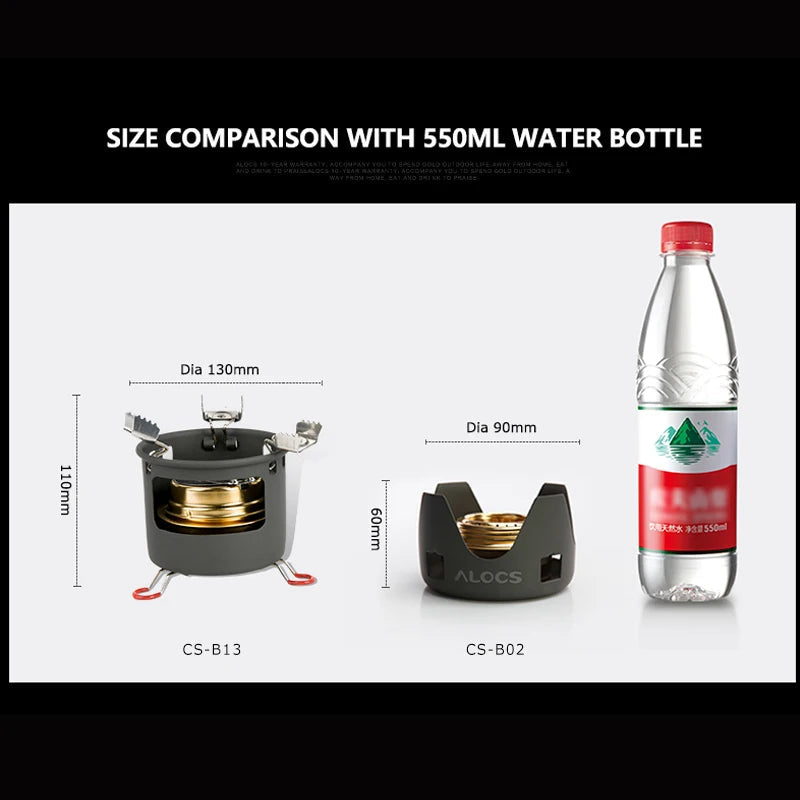 ALOCS CS-B02 CS-B13 Compact Mini Spirit Burner Alcohol Stove with Stand for Outdoor Backpacking Hiking Camping Furnace Aimak Store